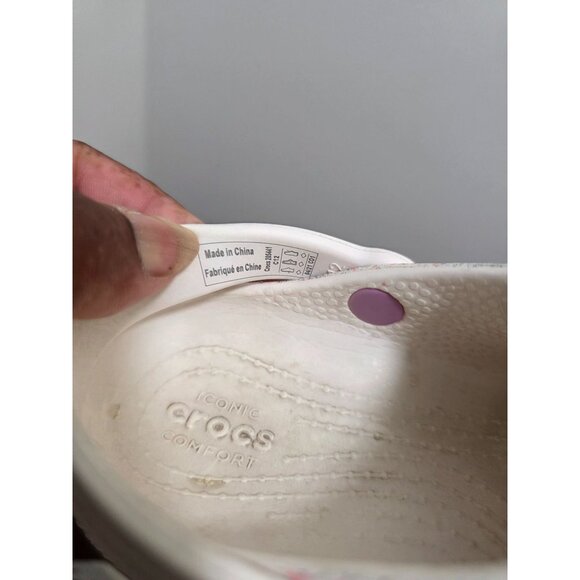 CROCS Toddler White Sparkle Sandals Adjustable Strap & Ventilation Holes Size C1 - Picture 9 of 9